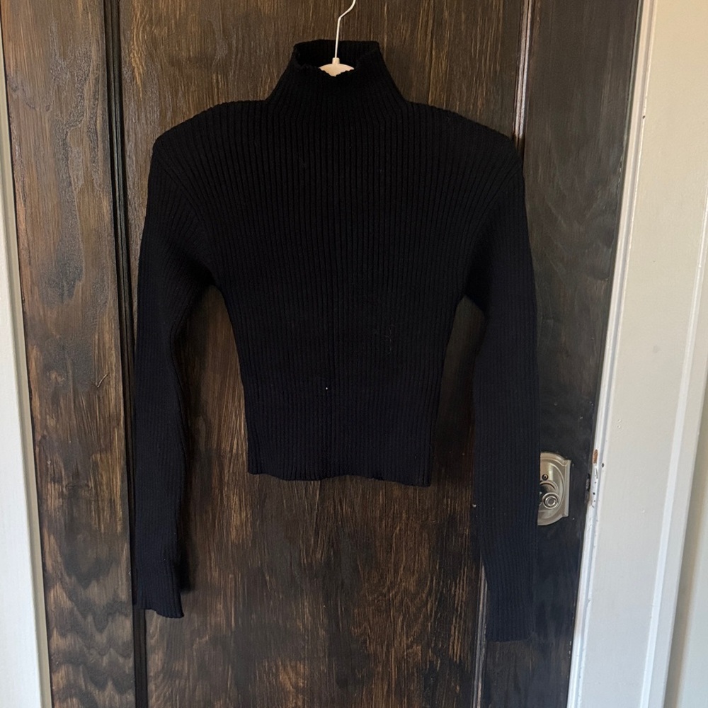 Zara Black Ribbed Turtleneck Sweater